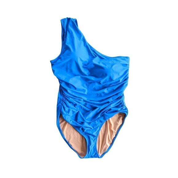 J. Crew‎ Plus Size Ruched One Shoulder One Piece Swimsuit sz 18 NWT Sail - Picture 5 of 13